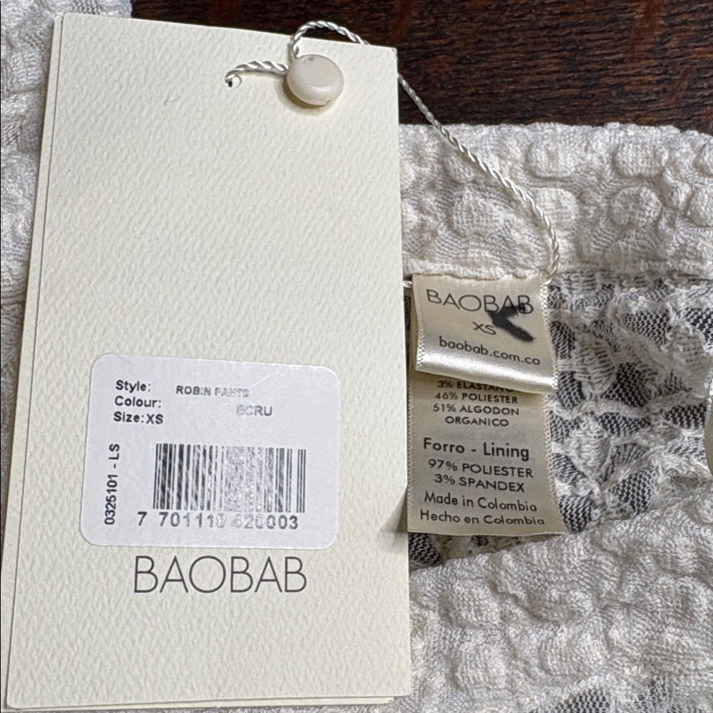 NWT BAOBAB Robin Ecru Bubble Waffle Knit Flare Leg Pants. Size XS - Picture 8 of 10